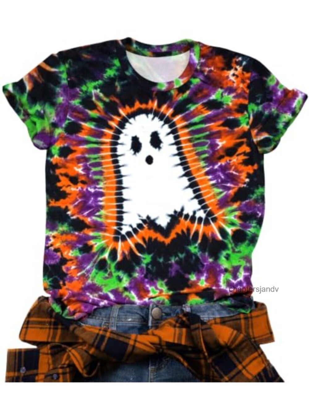 Cute Ghost Boo Graphic T-Shirt Halloween Tee Short Sleeve Crew Neck